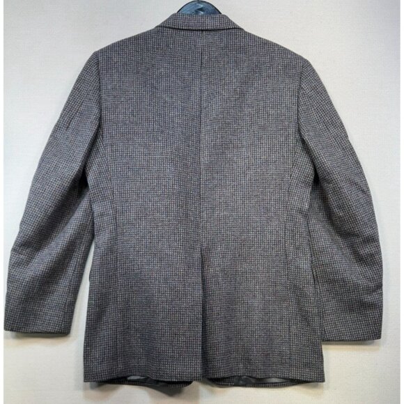 Vintage Oldsridge Holder-Reid Mens Wool Blazer Leather Buttons Gray Blue 42R - Picture 10 of 12